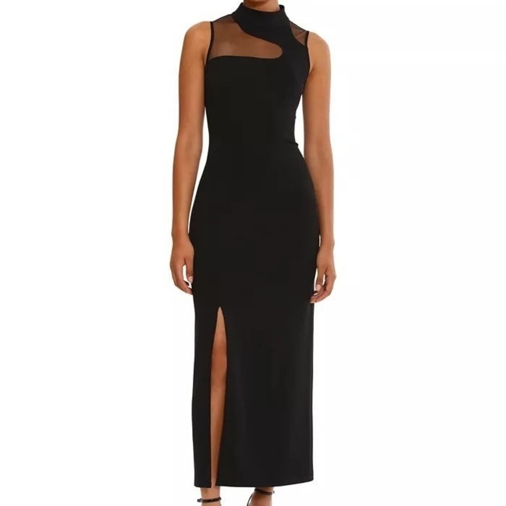 Donna Morgan Illusion Neck Sleeveless Black Sheath Dress Womens Size 12 NWT